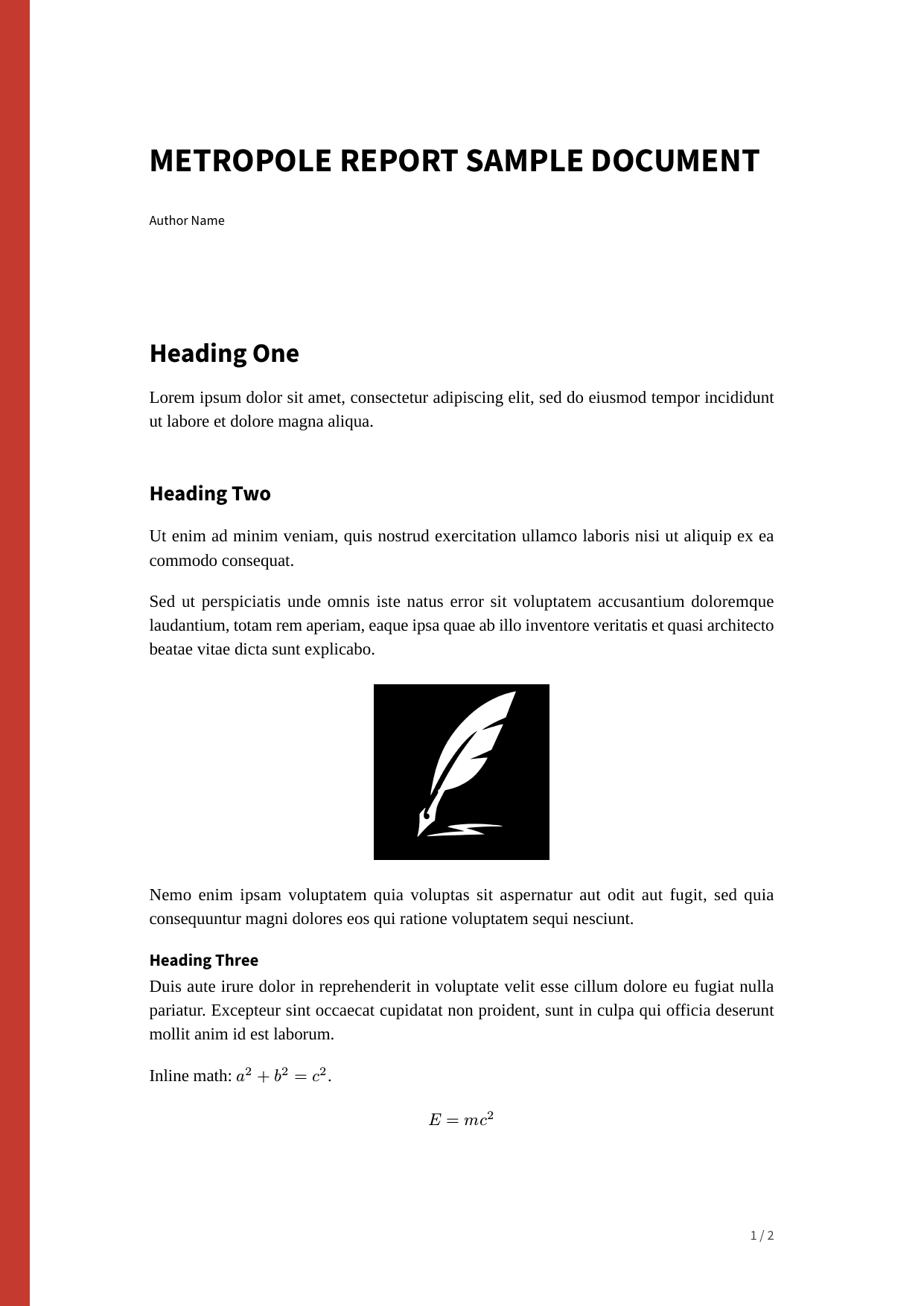 Metropole Report template preview